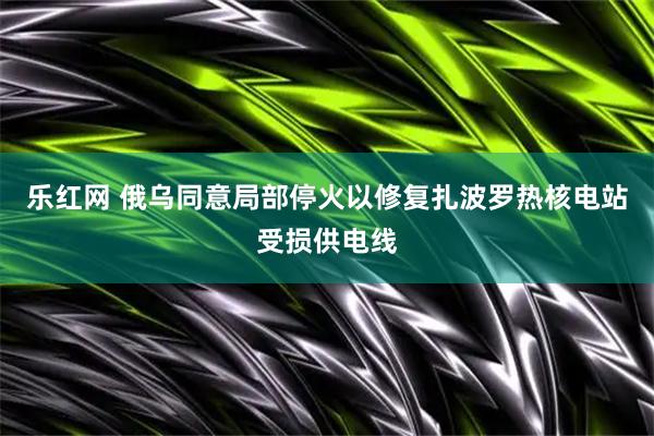 乐红网 俄乌同意局部停火以修复扎波罗热核电站受损供电线